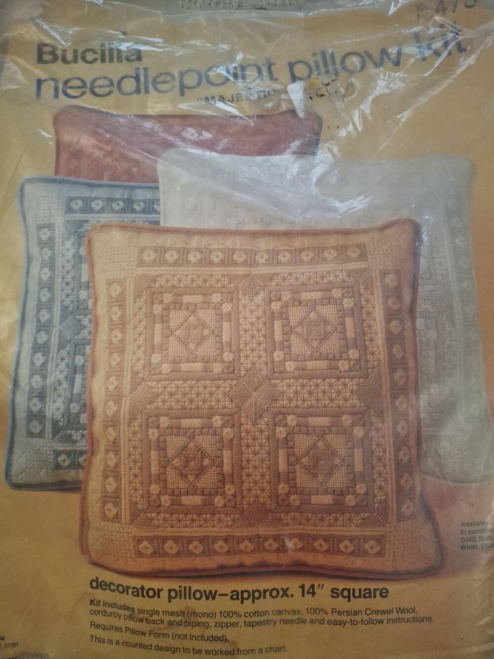 VTG Bucilla Neddlepoint Pillow Kit Majestic 14” Square #473